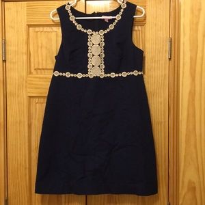 lilly pulitzer navy and gold dress